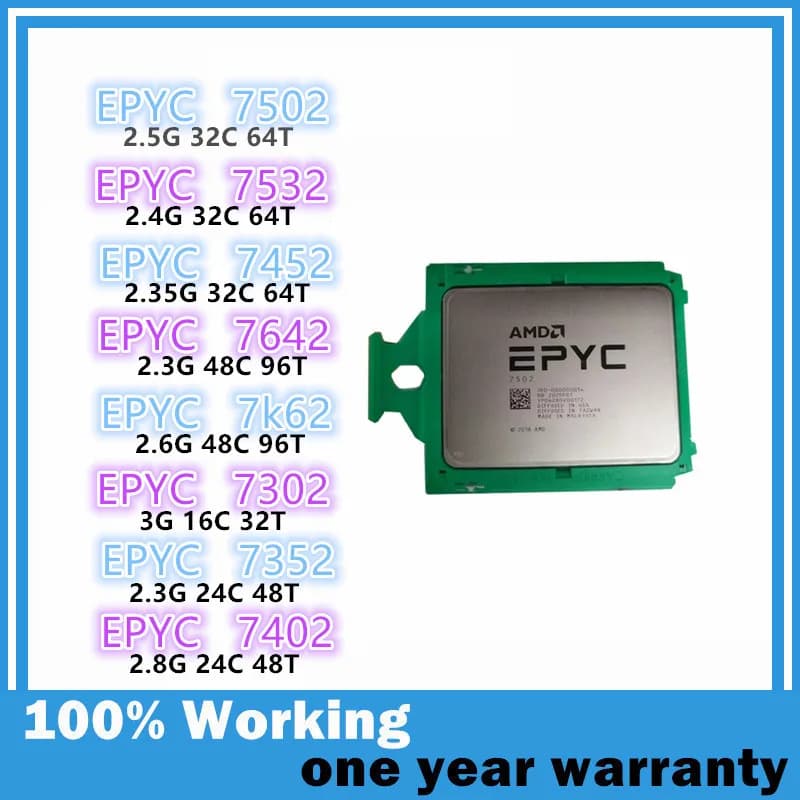 AMD EPYC 7502 7532 7452 7642 7K62 7302 7352 7402 official version unlocked server CPU (no vendor lock)