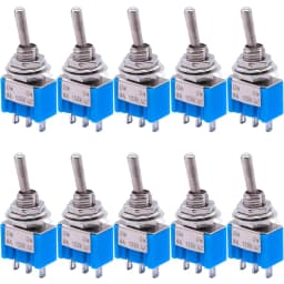 10pcs SPDT Mini Toggle Switch 3-Pin 2 Position ON/ON Miniature Toggle Switch 6A 125V AC Toggle Switch MTS-102