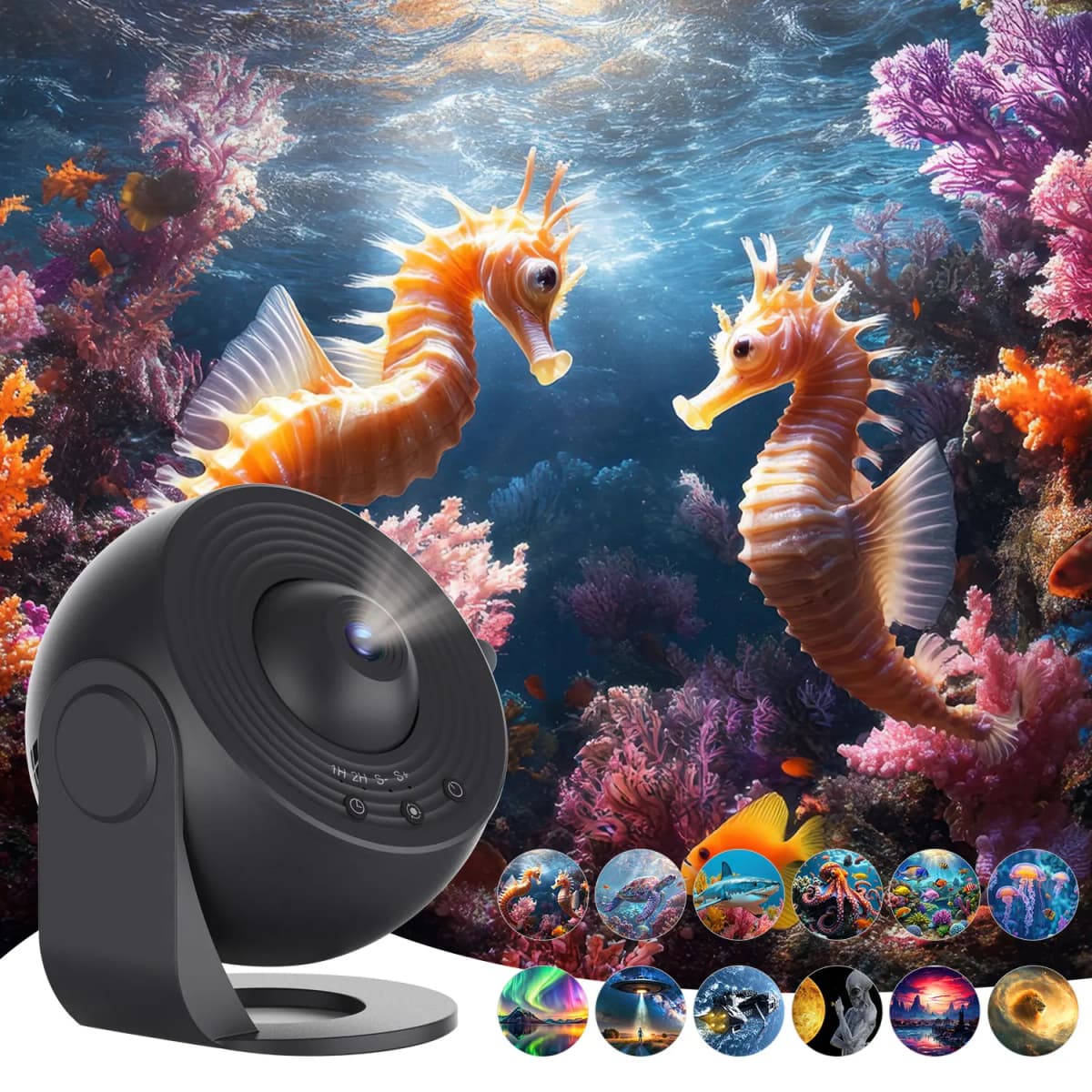 Ocean Starry Sky Projector Night Light 12 in 1 Animal Ocean Projector 360° Rotating Star Galaxy Projector Room Decoration