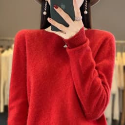 Premium 100% Merino Wool Knitted Sweater Women 2026 Autumn Winter Lightweight Warm Jumper Classic O-neck Long Sleeve Pullovers