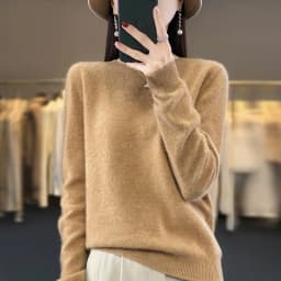 Premium 100% Merino Wool Knitted Sweater Women 2026 Autumn Winter Lightweight Warm Jumper Classic O-neck Long Sleeve Pullovers