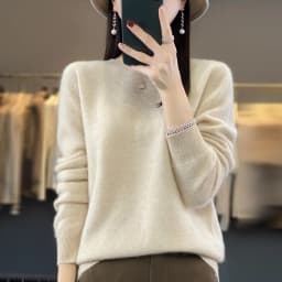 Premium 100% Merino Wool Knitted Sweater Women 2026 Autumn Winter Lightweight Warm Jumper Classic O-neck Long Sleeve Pullovers