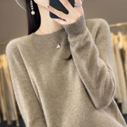 Premium 100% Merino Wool Knitted Sweater Women 2026 Autumn Winter Lightweight Warm Jumper Classic O-neck Long Sleeve Pullovers