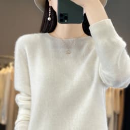 Premium 100% Merino Wool Knitted Sweater Women 2026 Autumn Winter Lightweight Warm Jumper Classic O-neck Long Sleeve Pullovers