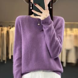 Premium 100% Merino Wool Knitted Sweater Women 2026 Autumn Winter Lightweight Warm Jumper Classic O-neck Long Sleeve Pullovers
