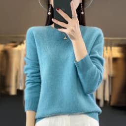 Premium 100% Merino Wool Knitted Sweater Women 2026 Autumn Winter Lightweight Warm Jumper Classic O-neck Long Sleeve Pullovers