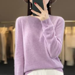 Premium 100% Merino Wool Knitted Sweater Women 2026 Autumn Winter Lightweight Warm Jumper Classic O-neck Long Sleeve Pullovers