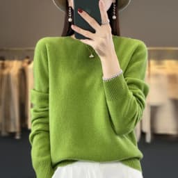 Premium 100% Merino Wool Knitted Sweater Women 2026 Autumn Winter Lightweight Warm Jumper Classic O-neck Long Sleeve Pullovers