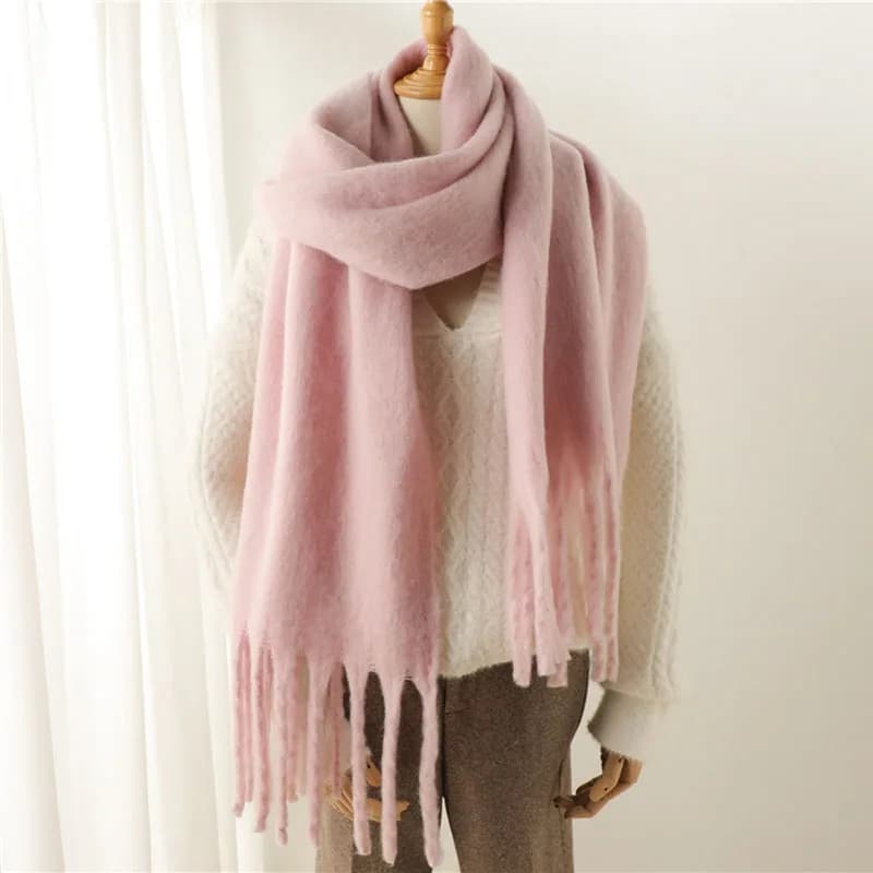 New Winter Scarf Men Women Cashmere Warm Solid Pashmina Blanket Wraps Female Thick Soft Bufanda Tassel Shawl Long Poncho Echarpe