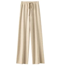 2025New Women100%Merino Wool Knitted Wide Leg Pants Autumn Winter Basic Soft Warm Cashmere Knit Trousers Casual Drawstring Style