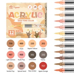Skin Tones Art Markers,Soft Brush Tip Acrylic Paint Pens,Quick-Drying Waterproof for Sketching,Wood,Glass,Fabric,Rocks Painting