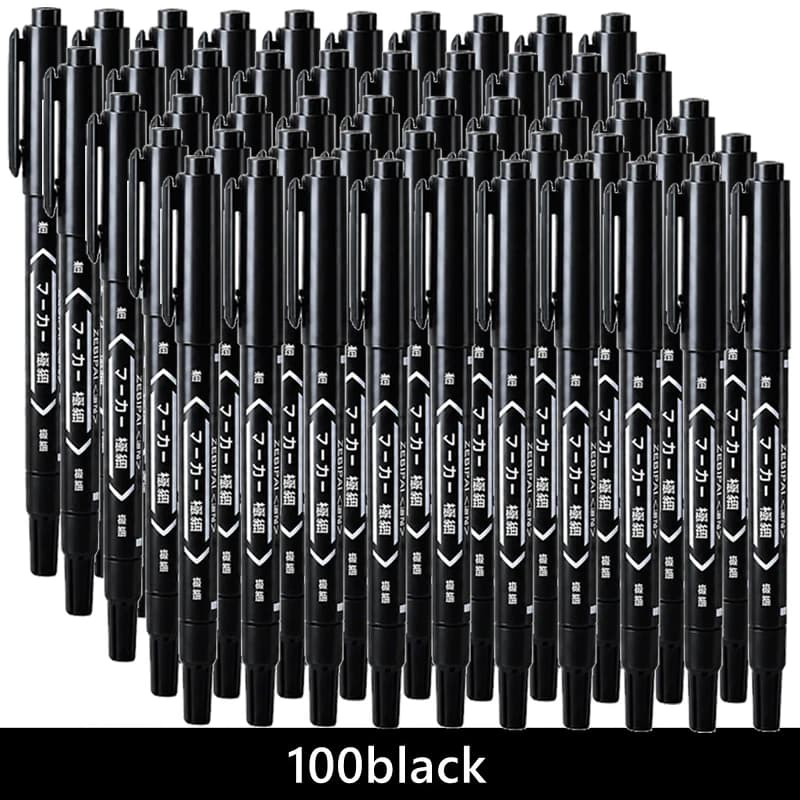 3/50/100Pcs/set Oil Double Tip Art Black Permanent Paint Marker Pen for Plastic Wood Stone Metal Glass Doodling Marking Graffiti