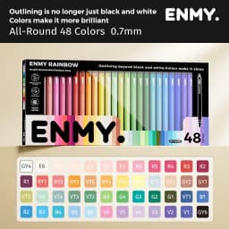 ENMY 48 Acrylic Gel Pen Rainbow Gradient Colors Fine Tip 0.7mm Art Drawing Pen Writing Pen Stationery Office School Supplies