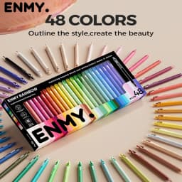 ENMY 48 Acrylic Gel Pen Rainbow Gradient Colors Fine Tip 0.7mm Art Drawing Pen Writing Pen Stationery Office School Supplies