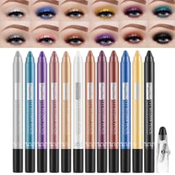 Metallic Blue Pearlescent Eyeshadow Pencil Stick Lasting Waterproof Smoky Glitter Grey White Purple Eye Shadow Highlighter Pen