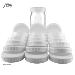 10pc White Mason Canning Drinking Jars Lid 70mm/86mm Inner Diameter Plastic Covers Unlined Ribbed Lids Storage Caps Replacements