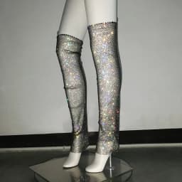 2024 Summer Beach Leg Warmer Fashion Black White Diamond Hollow Lace Up Leg Warmers For Outwear Accessories Bodycon Loungewear