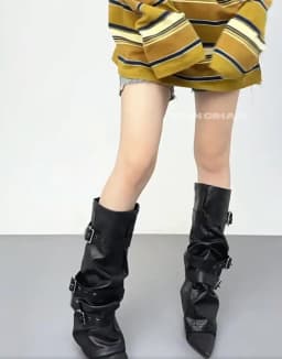 Adjustable Five-pointed Star Rivet Pin Buckle Strap PU Leather Leg Warmers Woman Gothic Punk Leather Leg Sleeve Covers