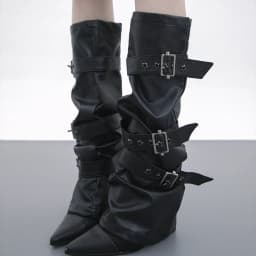 Adjustable Five-pointed Star Rivet Pin Buckle Strap PU Leather Leg Warmers Woman Gothic Punk Leather Leg Sleeve Covers