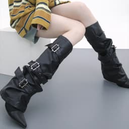 Adjustable Five-pointed Star Rivet Pin Buckle Strap PU Leather Leg Warmers Woman Gothic Punk Leather Leg Sleeve Covers