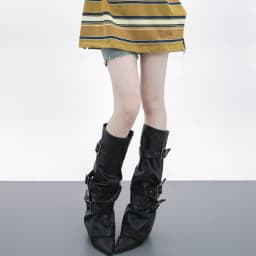 Adjustable Five-pointed Star Rivet Pin Buckle Strap PU Leather Leg Warmers Woman Gothic Punk Leather Leg Sleeve Covers