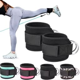 Adjustable Padded Ankle Wrist Cuffs Padded Straps D-Ring Glute Kickback for Cable Machine, Ideal for Glutes Exercises