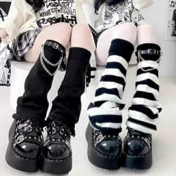 2026 Autumn Lolita Leg Warmers Stripe JK Y2K Style Knitted Leg Sleeves Warm Foot Cover Lady Crochet Heap Heap Socks Boot Cuffs