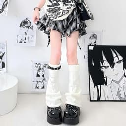 2026 Autumn Lolita Leg Warmers Stripe JK Y2K Style Knitted Leg Sleeves Warm Foot Cover Lady Crochet Heap Heap Socks Boot Cuffs