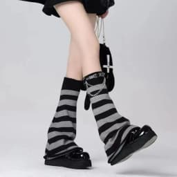 2026 Autumn Lolita Leg Warmers Stripe JK Y2K Style Knitted Leg Sleeves Warm Foot Cover Lady Crochet Heap Heap Socks Boot Cuffs