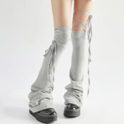 Y2K Harajuku Leg Stockings Black White Grey Gothic Lolita Over Knee High Sock Lolita Over Knee Leg Cuffs Punk Lolita Flared Sock