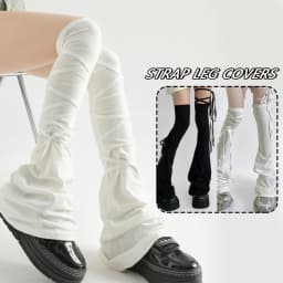 Y2K Harajuku Leg Stockings Black White Grey Gothic Lolita Over Knee High Sock Lolita Over Knee Leg Cuffs Punk Lolita Flared Sock