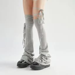 Y2K Harajuku Leg Stockings Black White Grey Gothic Lolita Over Knee High Sock Lolita Over Knee Leg Cuffs Punk Lolita Flared Sock