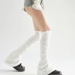 Y2K Harajuku Leg Stockings Black White Grey Gothic Lolita Over Knee High Sock Lolita Over Knee Leg Cuffs Punk Lolita Flared Sock