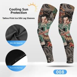 Sport Silicone Tattoo Leggings Sun Protection Ice Silk Printed Arm Band Anti-slip Breathable Knee Pads for Cycling Riding