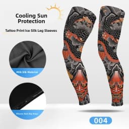 Sport Silicone Tattoo Leggings Sun Protection Ice Silk Printed Arm Band Anti-slip Breathable Knee Pads for Cycling Riding