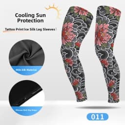 Sport Silicone Tattoo Leggings Sun Protection Ice Silk Printed Arm Band Anti-slip Breathable Knee Pads for Cycling Riding