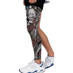 Sport Silicone Tattoo Leggings Sun Protection Ice Silk Printed Arm Band Anti-slip Breathable Knee Pads for Cycling Riding