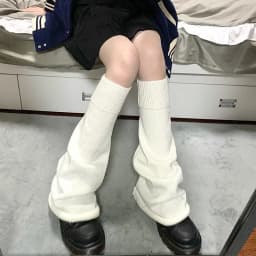 Knitted Mid Tube Spicy Girl Wide Leg Warm Loose Horn Versatile JK Foot Cover Thickened Women Solid Color Y2k Pile Sock Cover