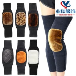 Men Women Autumn Winter Fleece Knee Pads Outdoor Cold-Resistant Leg Warmers Middle-Aged Man Thick Knit Knee Pads Woman Stretchy
