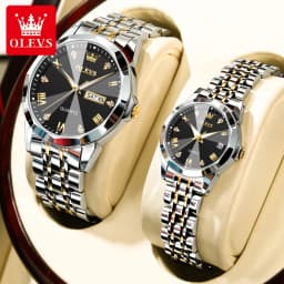 OLEVS 9931 Watch For Men Women Roman Scale Quartz Couple Watch Rhombus Mirror Auto Date Wristwatch Luxury Waterproof Hand Clock