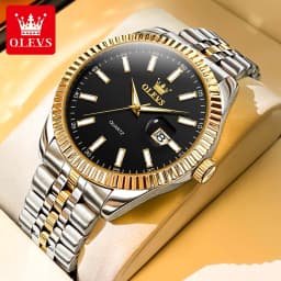 OLEVS 5593 Couple Watch Fashion Business Waterproof Stainless Steel Watch Luxury Brand Classic Date Week Clock Men Women Watch