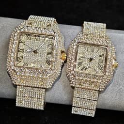 UNIGUET Luxury Ice Watch for Men Women Fashion Hip Hop Full Diamond Square Couple Wristwatch Gift 2026 Hor Sale