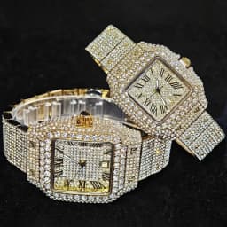 UNIGUET Luxury Ice Watch for Men Women Fashion Hip Hop Full Diamond Square Couple Wristwatch Gift 2026 Hor Sale