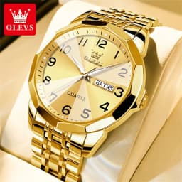 OLEVS 9970 Luxury Couple Watch Men Women Stainless Steel Waterproof Calendar Wristwatch Digital Dial Rhombus Mirror Lovers Watch