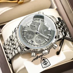 POEDAGAR Fashion Watches For Men Date Chronograph Stainless Steel Boyfriend Wristwatch Waterproof Luminous Couple's Quartz Watch