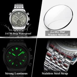 POEDAGAR Fashion Watches For Men Date Chronograph Stainless Steel Boyfriend Wristwatch Waterproof Luminous Couple's Quartz Watch