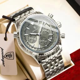 POEDAGAR Fashion Watches For Men Date Chronograph Stainless Steel Boyfriend Wristwatch Waterproof Luminous Couple's Quartz Watch