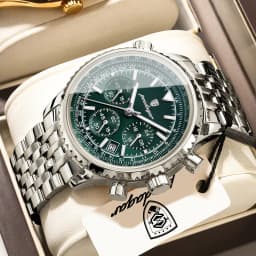 POEDAGAR Fashion Watches For Men Date Chronograph Stainless Steel Boyfriend Wristwatch Waterproof Luminous Couple's Quartz Watch