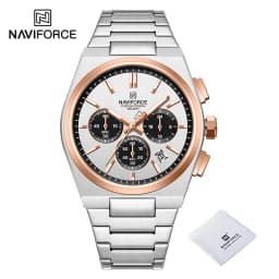 NAVIFORCE Trend Brand Steel Strap Couples Watch Quartz Automatic Date Display Chronograph Lover Waterproof Casual Wrist Watch