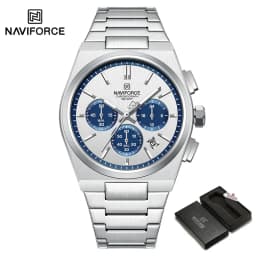 NAVIFORCE Fashion Quartz Watches for Male 3ATM Waterproof Chronograph Clocks Date Display Steel Strap Business Man's Watch Gifts